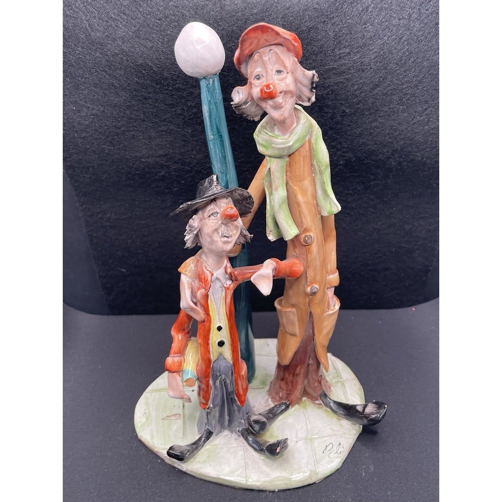 Vintage TP Ceramiche Cesare Poli Porcelain Made Italy Hobo Clowns See Desc